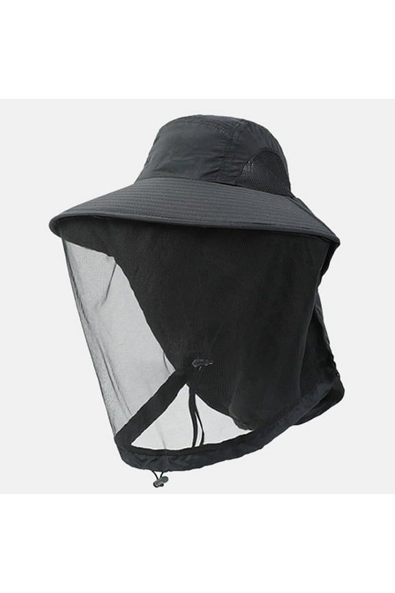 Mosquito Head Net Hat Full Mesh Cap with Drawstring Windproof Sun Insect Protective for Men Beekeeping Gardening Fishing