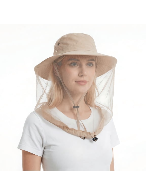 Mosquito Head Net Hat, Gardening Bug Hats with Netting, Breathable Mosquito Net Hat with Full Face Mesh Protection, Lightweight Bug Net Sun Hat for Gardening, Fishing, Hiking, Camping and Beekeeping
