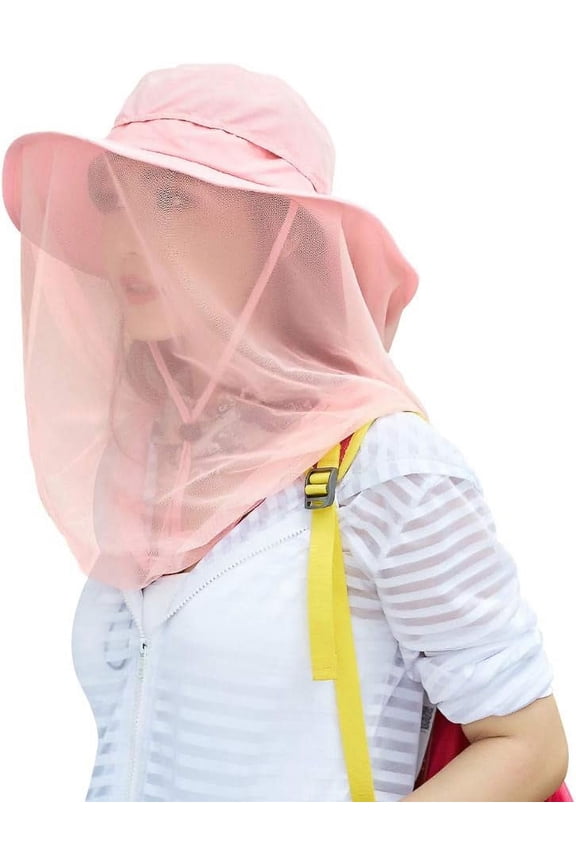 Mosquito Head Net Hat, Safari Sun Hat with Veil Mesh Protection from Insect