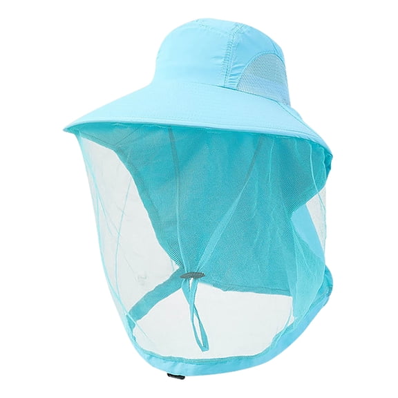 Mosquito Head Net Hat Sun Protection Wide Brim Mesh Cap for Fishing Hiking Gardening and Outdoor Camping