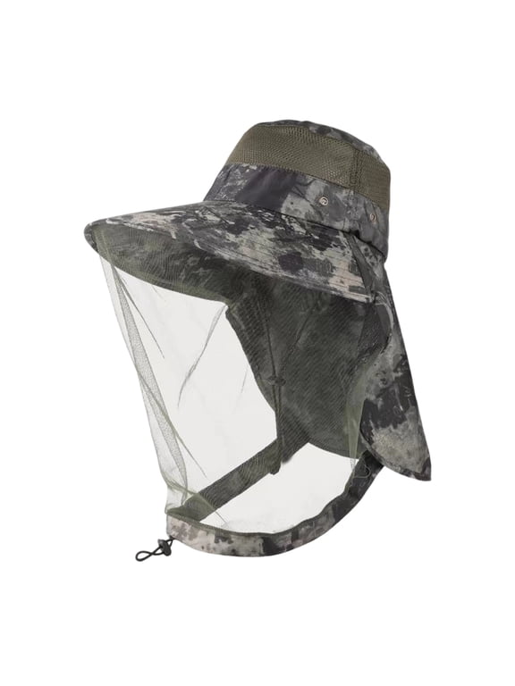 Mosquito Head Net Hat with Full Neck Flap and Mesh Face Cover for Fishing Camping Hiking Gardening