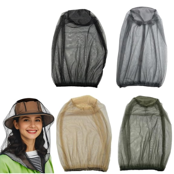 Mosquito Head Net Mesh for Hiking & Outdoors,Bug Face Netting over Hat Adults Fishing Gear Protection,5pack.
