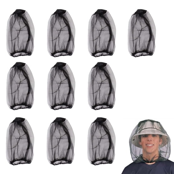 Mosquito Head Net Mesh for Hiking & Outdoors,Bug Face Netting over Hat Adults Fishing Gear Protection,Black