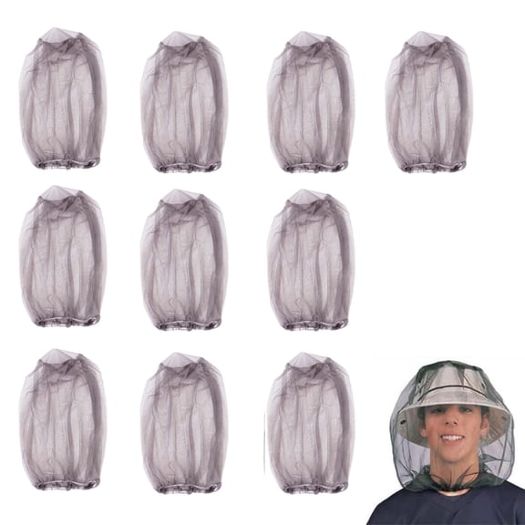 Mosquito Head Net Mesh for Hiking & Outdoors,Bug Face Netting over Hat Adults Fishing Gear Protection,Gray