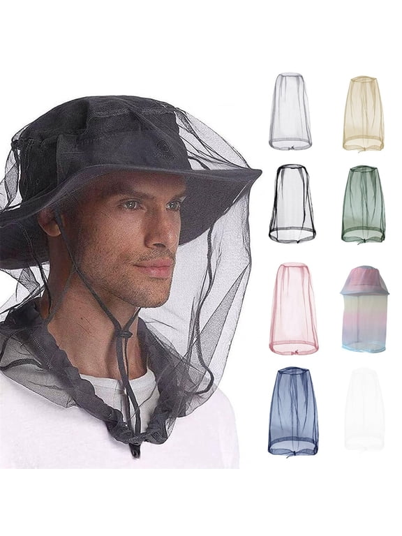 Mosquito Head Net Mesh for Outdoors, Black Fly Protection Hat for Hiking Fishing, No See Um Gnat Guard for Men Women Adults XL Size