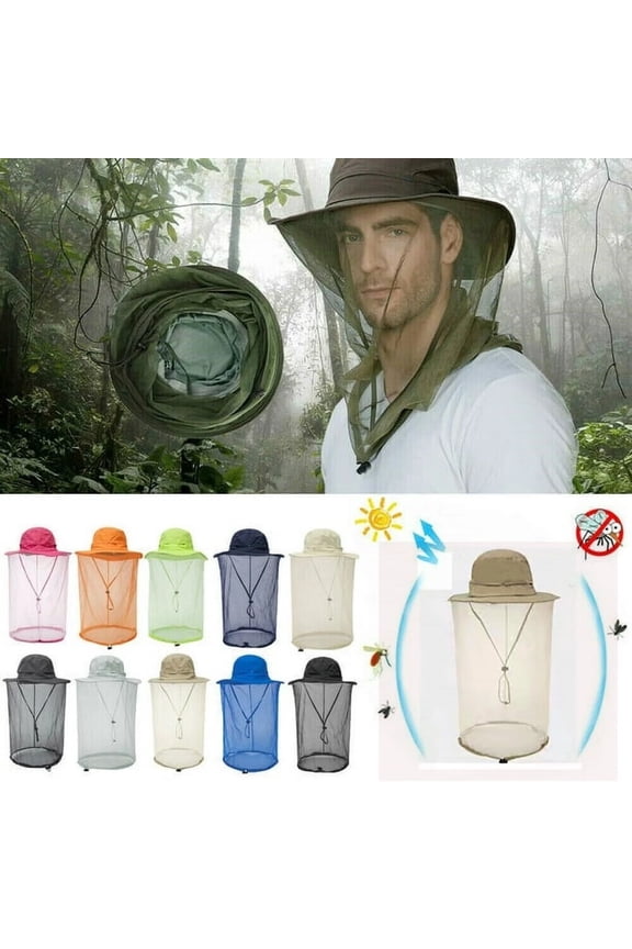 Mosquito Head Net Sun Hat Bug Bee Protection Mesh Fishing Outdoor Men Women Cap