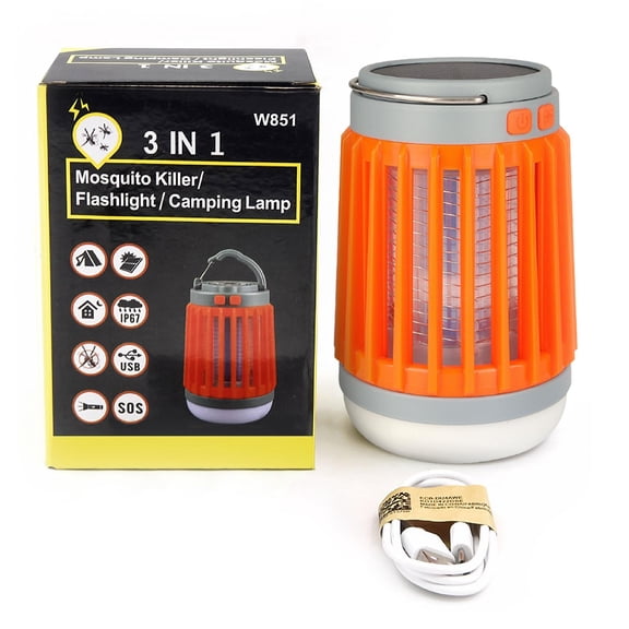 Mosquito Killer Solar Bug Zapper Outdoor Waterproof and Indoor Zapper Buzz bug Light Flashlight Camping Buzz blast Mosquito Killer LED Light (Orange)