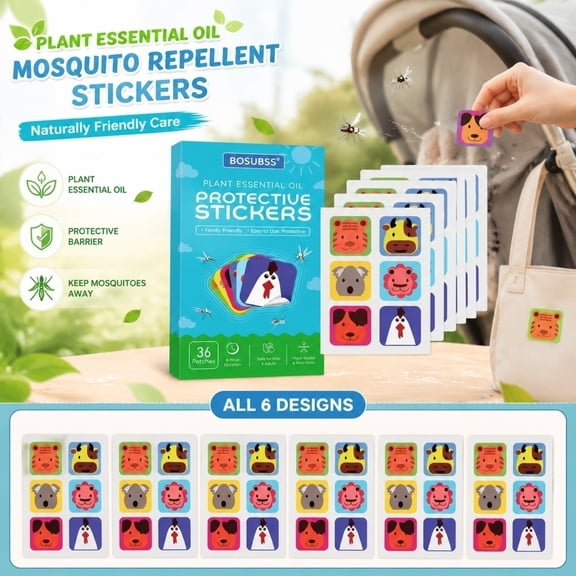Mosquito , Long-Lasting Non-Irritating Protection, Kids Mosquito for Outdoor Mosquito Patio Camping, All Mosquito Made with Essential Oil, 36 Pcs