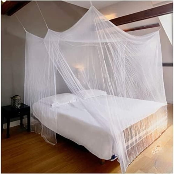 Mosquito NET for Bed Canopy, Tent for Full, Double to Super Queen Size, Large Square Curtains, White Mosquito Netting with 2 Openings, Easy Installation, Carry Bag, Mesh 380