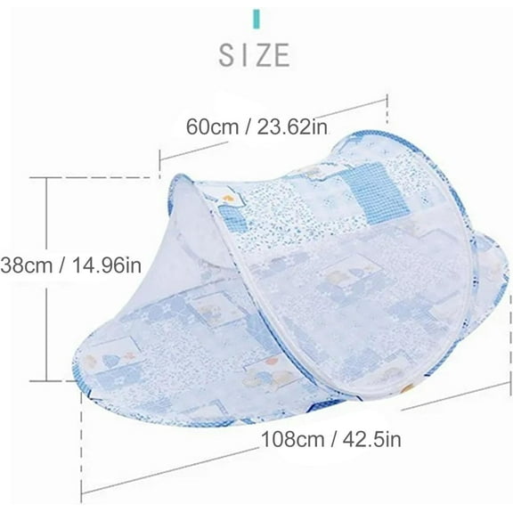 Mosquito Net, Baby Crib Net Tent, Prevent Mosquitoes, Comfortable Environment, Foldable Storage, Cotton Polyester Mesh, Breathable, Two Way Zipper, Check Baby Easily(Blue)