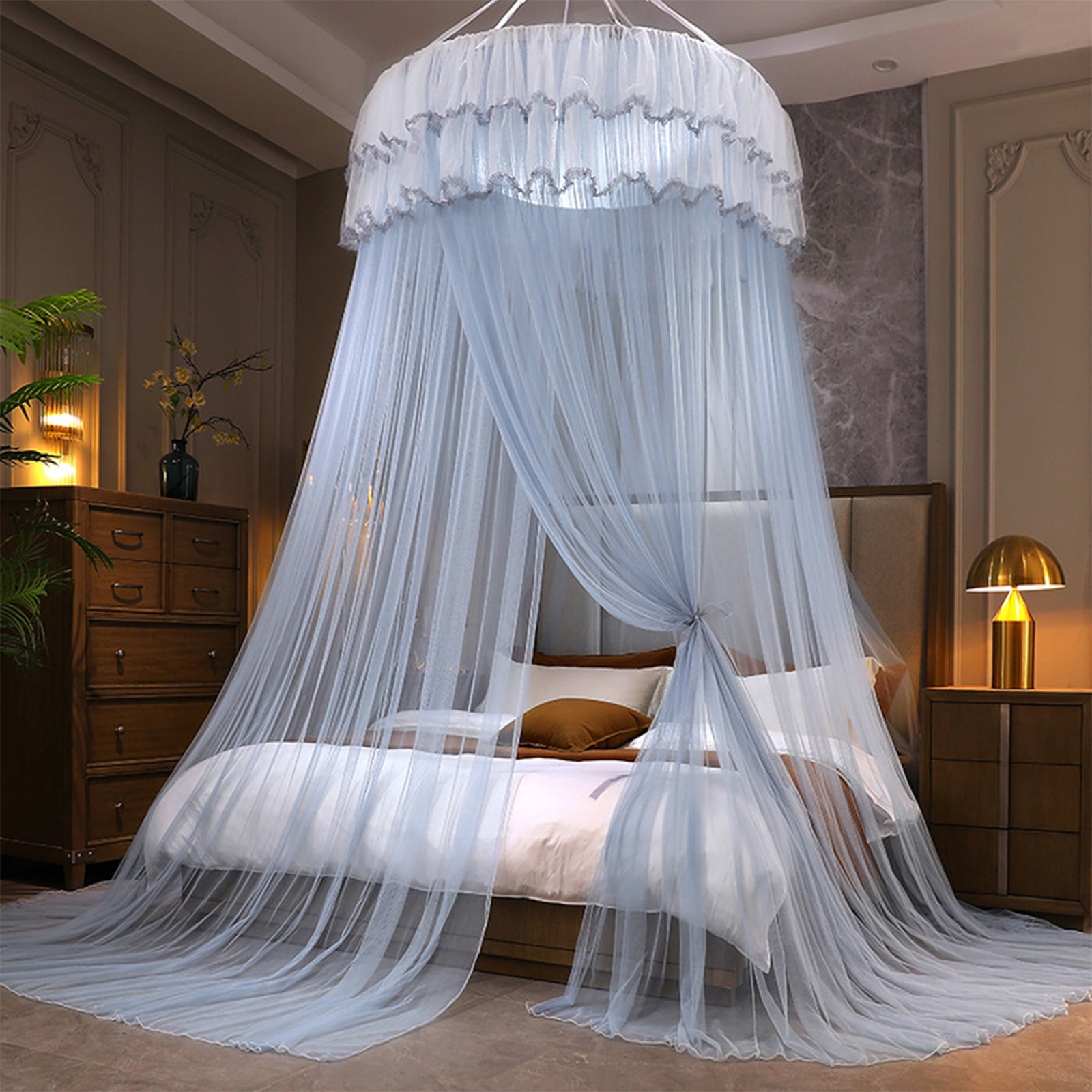 Mosquito Net Bed Canopy for Girls, King Canopy Bed Curtains Full Queen Size from Ceiling,Dome Mosquito Netting Bed Tent Twin Girls Princess Canopy Bed