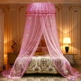 thumbnail image 1 of Mosquito Net Bed Canopy,Princess Dome Mosquito Net Mesh Bed Canopy with LED light strip,Luxury Princess Bed Canopy Mosquito Net for Room Nursery,Pink Color,SLPUSH, 1 of 6