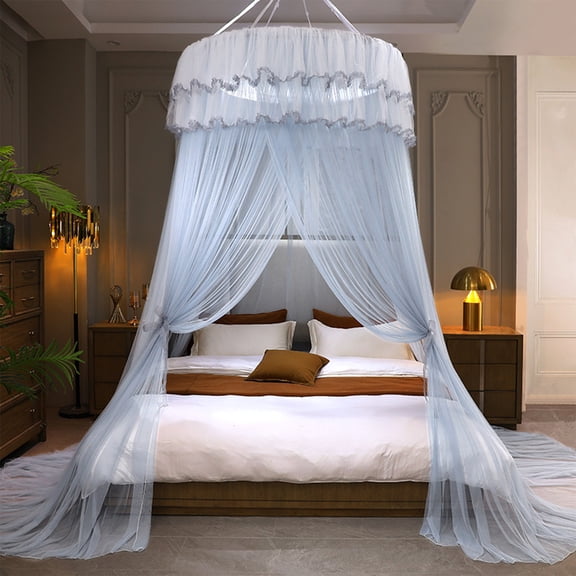 Mosquito Net For Bed,Twin Bed Canopy,No-installation Ceiling-mounted Dome Mosquito Net,Mosquito Net Bed Canopy for Girls, Princess-Style Round Hoop Bed Canopy, Dome Mosquito Netting(Gray)