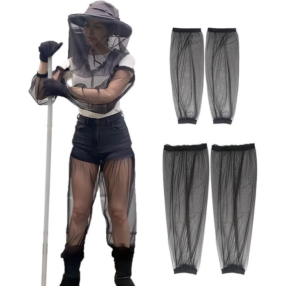 Mosquito Net Full Protection Set with Head Net, Arm Sleeves, Leg Gaiters & Storage Bag, Breathable Bug Insect Shield for Camping Fishing Hiking Gardening, One Size Fits Most