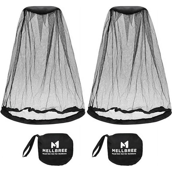 Mosquito Net Hat, 2-pack Mosquito Head Net Mesh for Outdoors Bug Net for Head Hiking Hats with Netting for Men Women