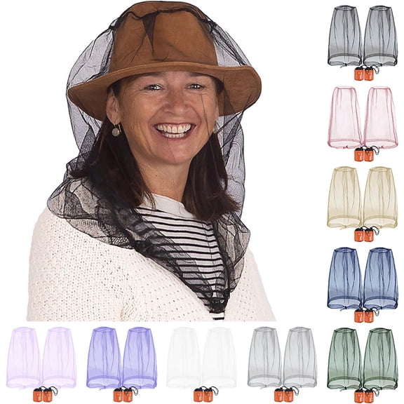 Mosquito Net Hat,Head Mosquito Net For Any Outdoor Lover With Carry Bags Fits Sizes Of Hats Caps (2pcs)