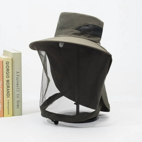 Mosquito Net Hat Safari Hat UPF 50+ Sun Protection Boonie Hats for Men with Neck Flap Fishing Hiking Hat for Men/Women