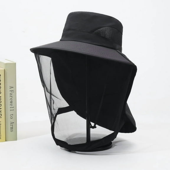 Mosquito Net Hat Safari Hat UPF 50 Sun Protection Boonie Hats for Men with Neck Flap Fishing Hiking Hat for Men/Women