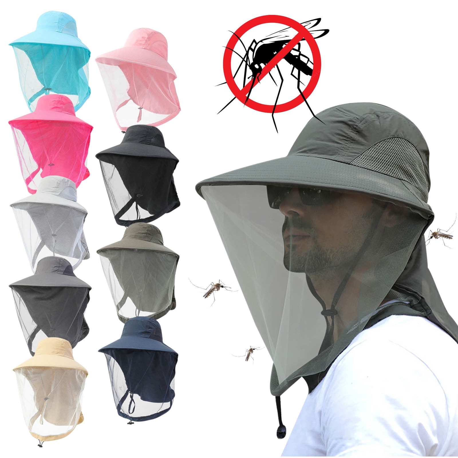 Hatt Insect Mosquito Net Hat with Sun Hat, Bee Proof Head Net for Outdoor Camping ...