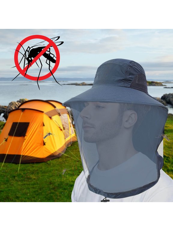 Mosquito Net Hat, Sun Hat Mosquito Head Net Hat Fishing Hat with Net Mesh for Outdoor Hiking Camping Gardening for Men Women