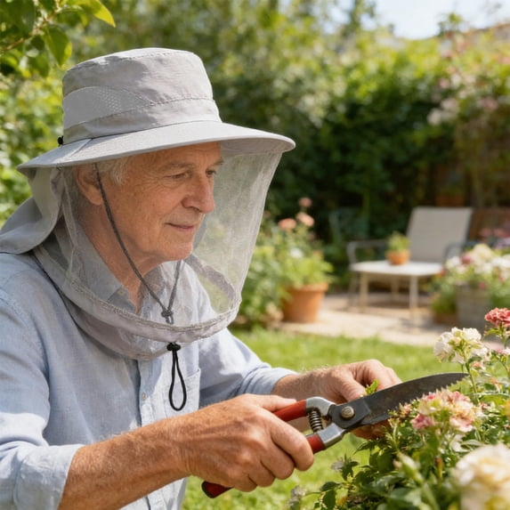 Mosquito Net Hat Sun Hat, Solar Powered Cooling Fans with Wide Brim for Fishing, Gardening, Hiking, Camping