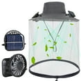 thumbnail image 1 of Mosquito Net Hat with Fan Built-in,Wide Brim Solar Fan Hat with Net,Bug Net for Head UPF 50+ Outdoor Fishing Hat,Dark Gray, 1 of 7