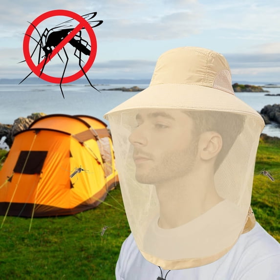 Mosquito Net Head Hat, Bee Keeping Protective Cap for Outdoor Camping Sun