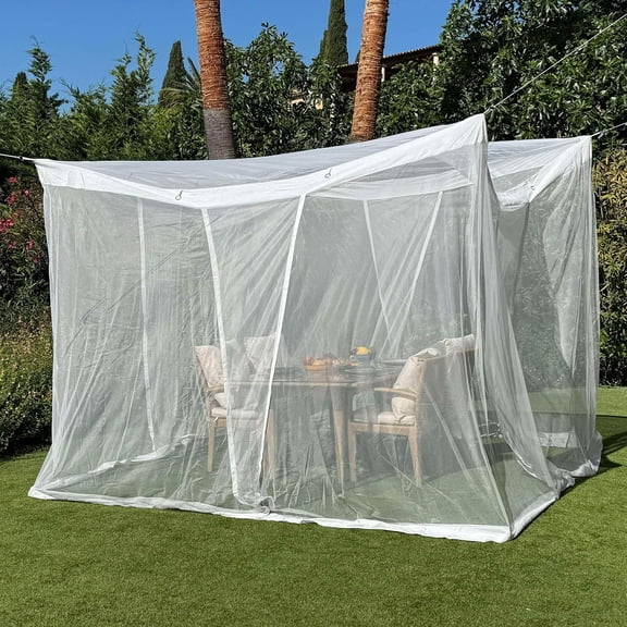 Mosquito Net for Patio 9.8 x 9.8 FT | Very Large Sizes & Fabric Designed for Outdoors | Insect House Screen Netting for Gazebo, Porch & Garden Terrace | Black Outside Canopy Bug Protection