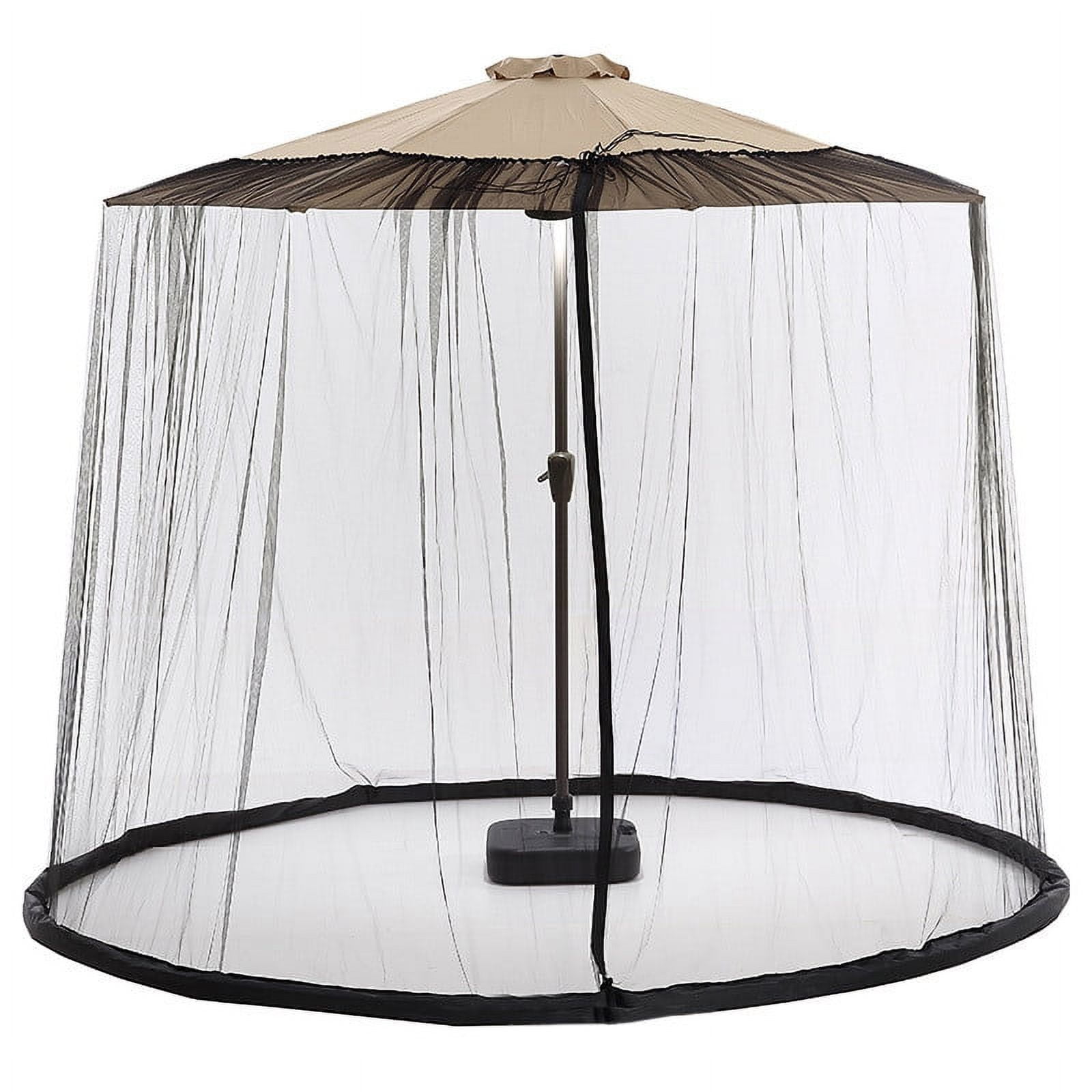 Mosquito Net Patio Umbrella with Double Zipper Doors, Polyester Mesh Screen for Outdoor Market