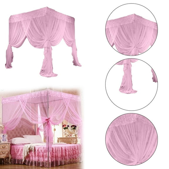 Mosquito Net Polyester Curtains Color:Pink Material:Mesh