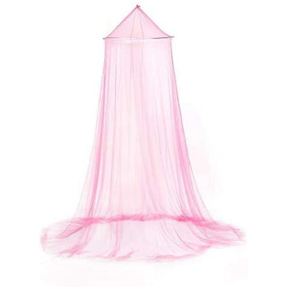 Mosquito Net Round Lace Curtain Dome Bed Canopy Netting for Single to King Size Beds,Camping (Rose Red)