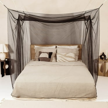 Black Mosquito Net For Beds (Single To King Size) - 2 Side Openings, 6 Hanging Loops, Includes Hanging Kit & Carry Bag