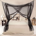 thumbnail image 1 of Black Rectangular Mosquito Net for Single to King Beds – 4 Side Openings, 6 Hanging Loops & Hanging Kit – Includes Carry Bag, 1 of 8