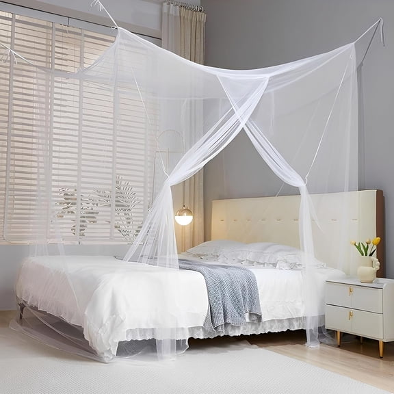 Mosquito Net for Single to King-Sized Beds, One Side Opening Canopy Netting Curtain Net, Large White Square Curtains for Bed Canopy, Bedroom, Camping, 5 Sizes for Choose (L79 X W39 X H71 Inch)
