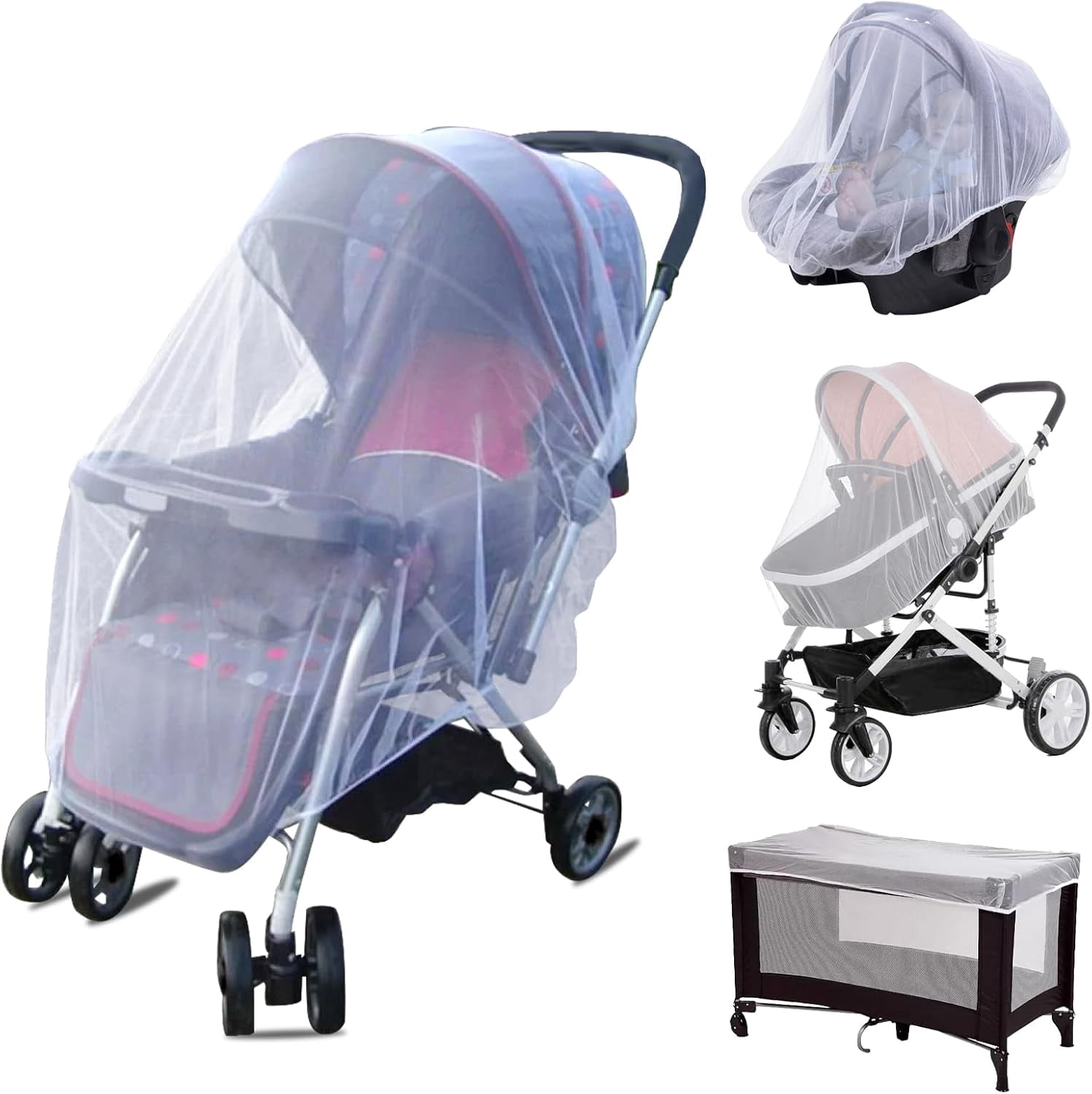 Universal Large Baby Stroller Mosquito Net - Bug Shield For Pram, Pushchair & Buggy - Protects Infant