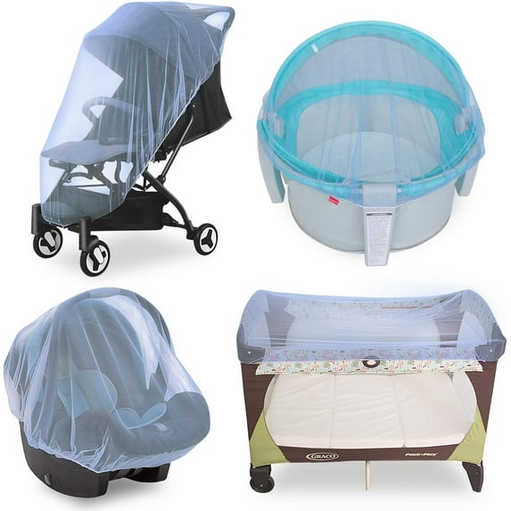 Mosquito Net for Stroller Baby Mosquito Netting for Strollers, Bassinets, Cradles, Playards, Pack N Plays and Portable Mini Crib, Baby Insect Netting, Blue
