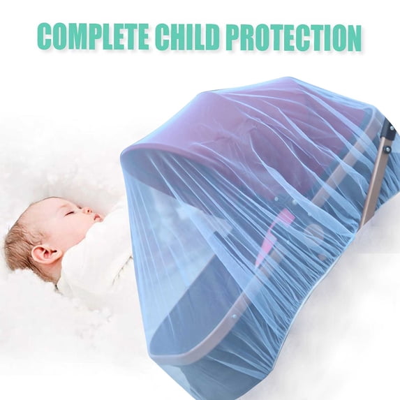 Mosquito Net for Stroller Full Coverage, QQZ Dense Mesh Breathable Baby Stroller Mosquito Net, Universal Fit 27x29 Inches with Travel Bag for Outdoor Protection, Blue
