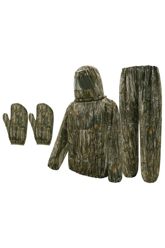 Mosquito Net Suit for Men Women Hunting Camo Mesh Suit with Hood Outdoor Bug Protection Three Piece Outfits Full Body Breathable No-See Garden Camping Mint Green XL