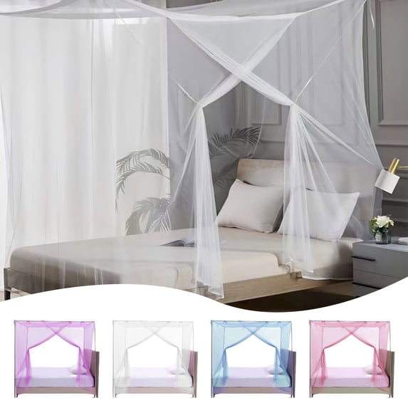 Mosquito Net for Bed, Canopy Bed Tent with Single Opening, Fine Mesh Bed Canopy for Twin Size, Breathable Bedroom Decor Polyester Hanging Net (Blue)