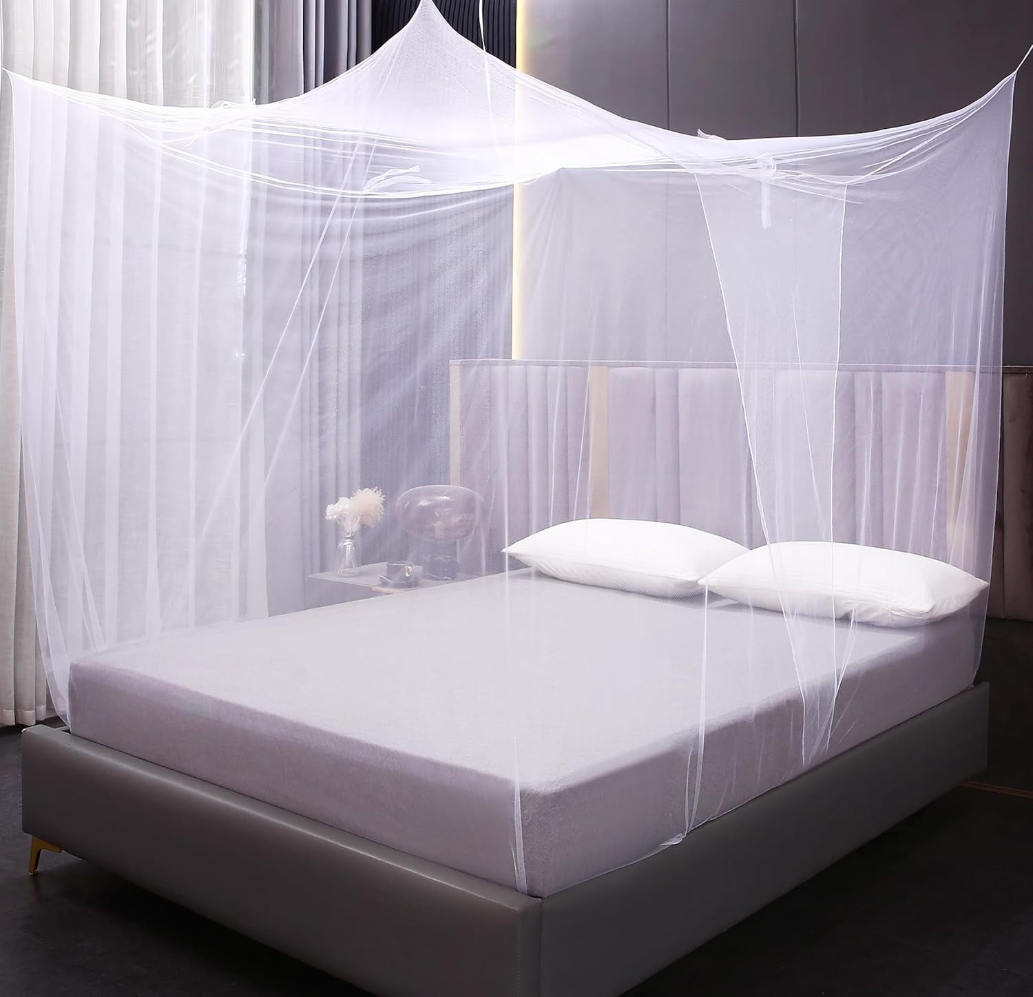 Mosquito Net for Bed Canopy,One Side Opening Canopy Netting Bed Drapes for Camping Home Outdoor Travel Dormitory,Queen