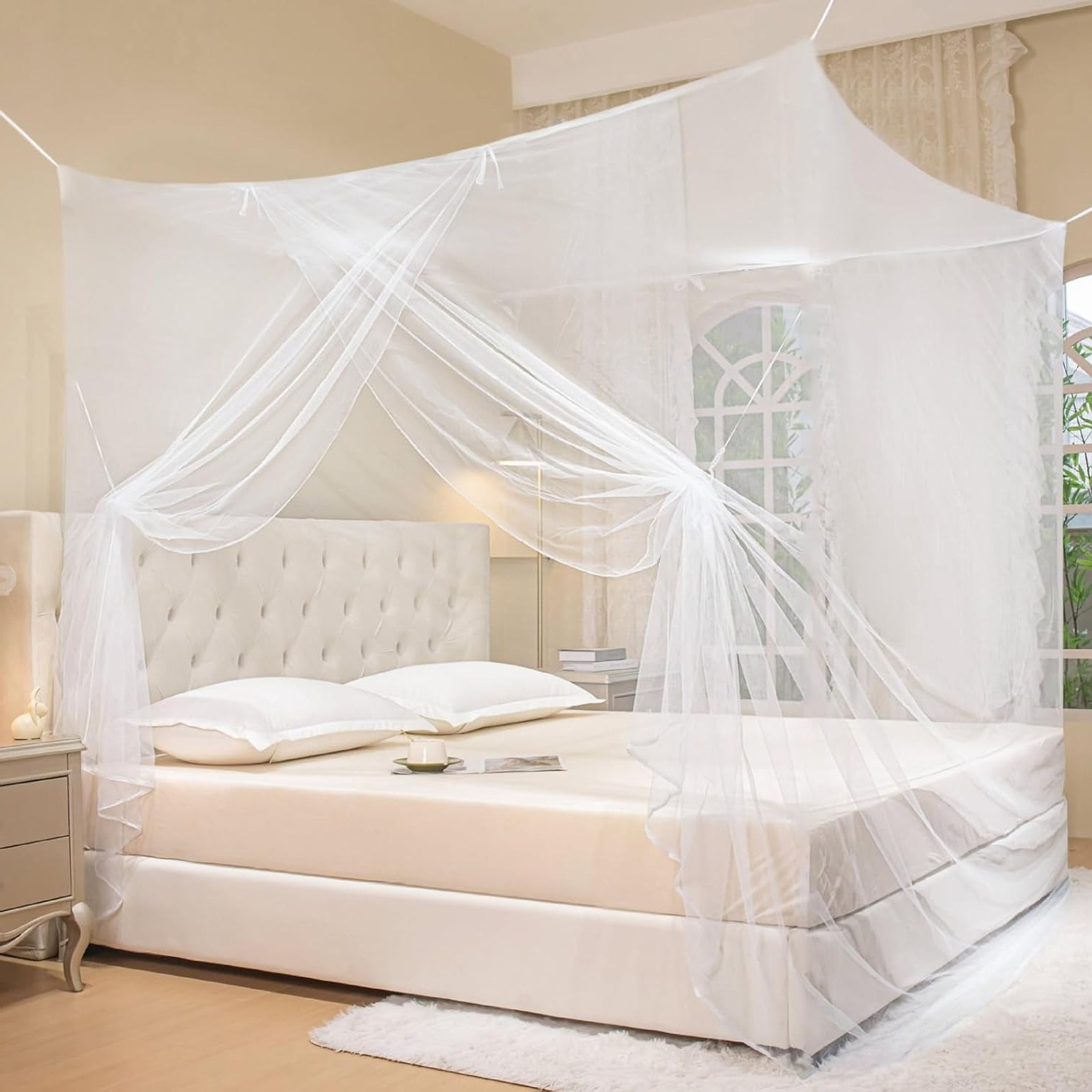 Mosquito Net for Bed Mosquiteros Cameros para Cuba One Side Opening White Bed Canopy Netting  (L75 X W35 X H63 Inch)