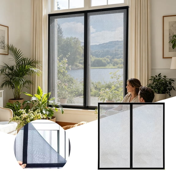 Mosquito Net for Windows 47x47 Inch, Window Screen Mesh Net with Zip, DIY Mesh Window Screens for House Windows, Breathable Fine Mesh for Home, Black