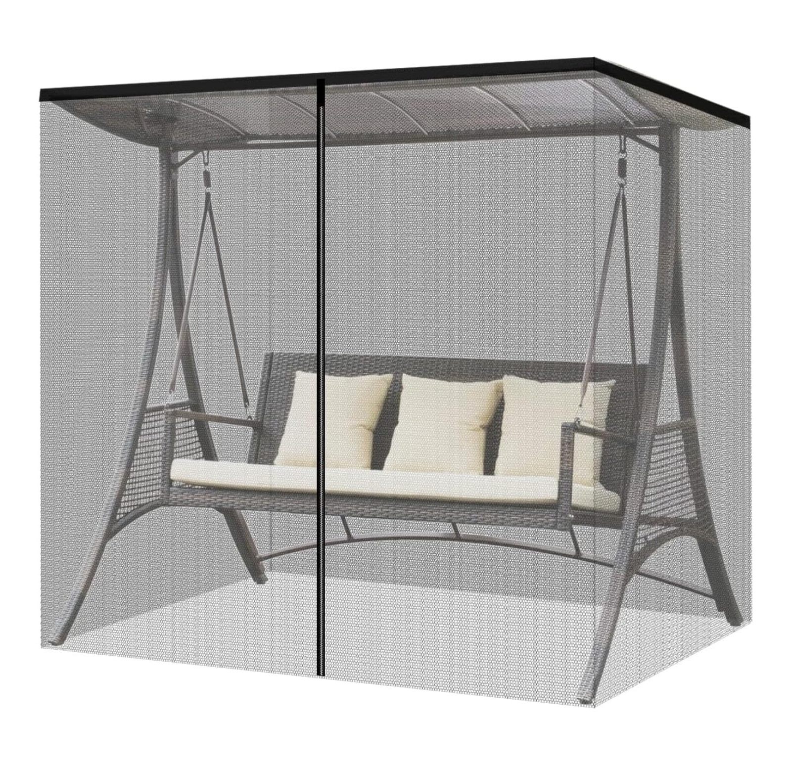 Mosquito Netting for 3 Person Swing, Black Patio Swing Mosquito Netting Outdoor Mesh Screen with