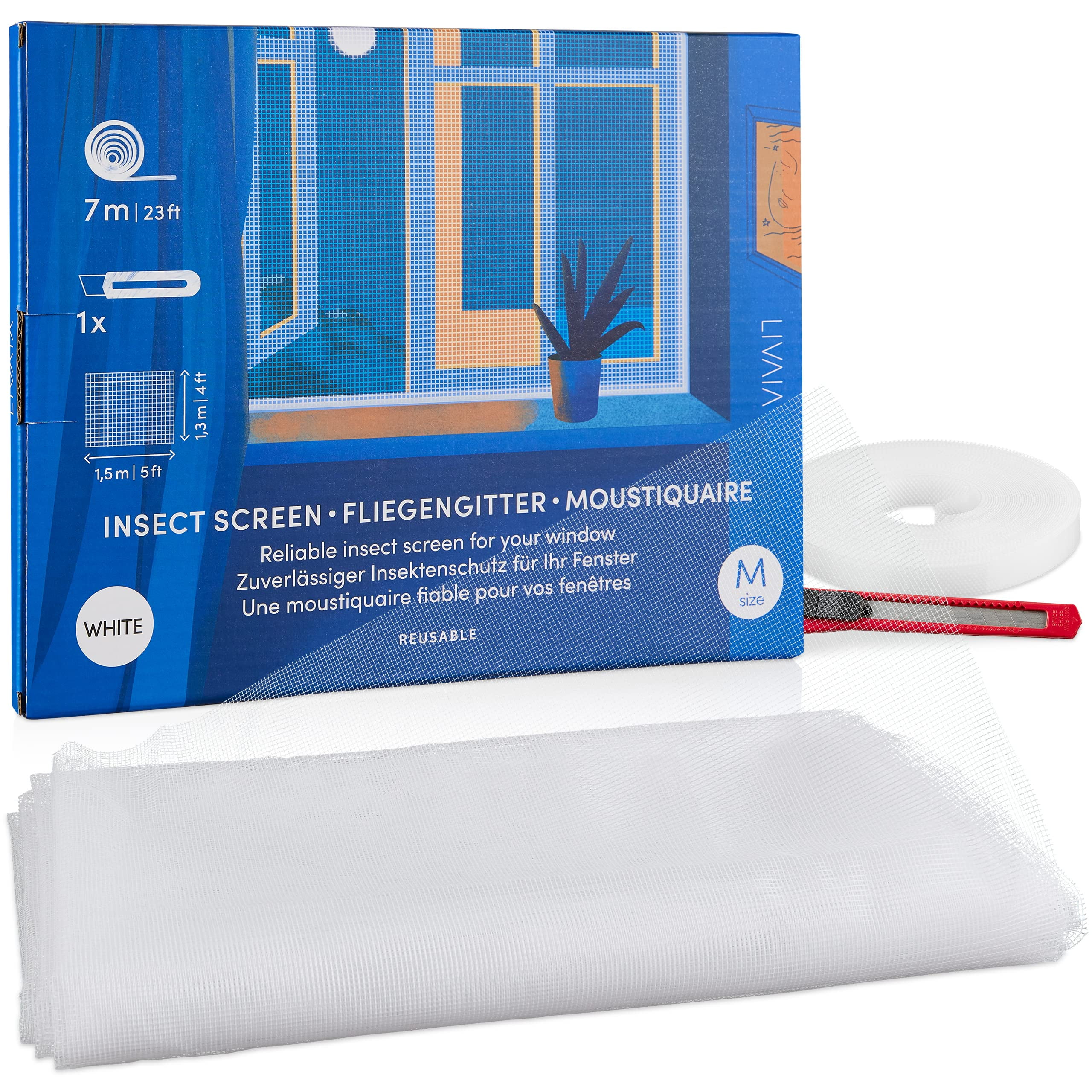 Mosquito Netting 5ft x 4ft White Mosquito Net for Window, Screen Tape