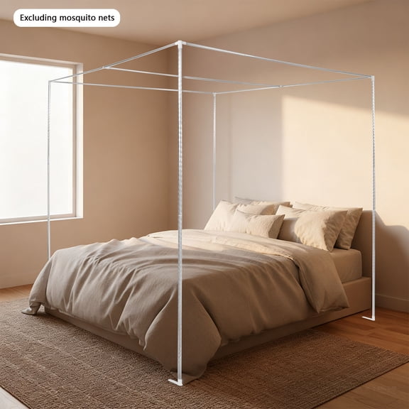 Mosquito Netting Canopy Frame, Stainless Steel Canopy Bed Frame, 4 Corner Bedding Canopy Frame Post for Most Beds Not Exceeding 6.56 * 6.56 Feet
