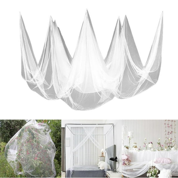 Mosquito Netting Garden Mesh Netting, Fly Bird Net Barrier Hunting Blind Plant Protecting Net, 95*158 In (White)