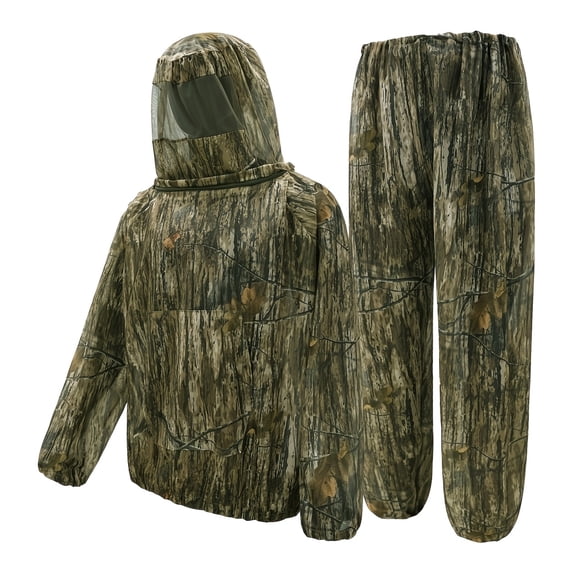 Mosquito Netting Suit Bug Net Mesh Clothing with Hood Outdoor Garden Hunting Camo Protection from Fly Insects Bugs