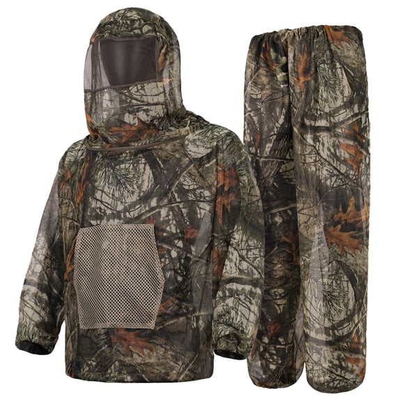 Mosquito Netting Suit Bug Net Mesh Clothing with Hood Outdoor Garden Hunting Camo Protection from Fly Insects Bugs