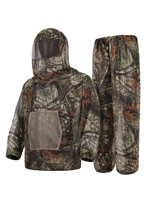 Mosquito Netting Suit Bug Net Mesh Clothing with Hood Outdoor Garden Hunting Camo Protection from Fly Insects Bugs