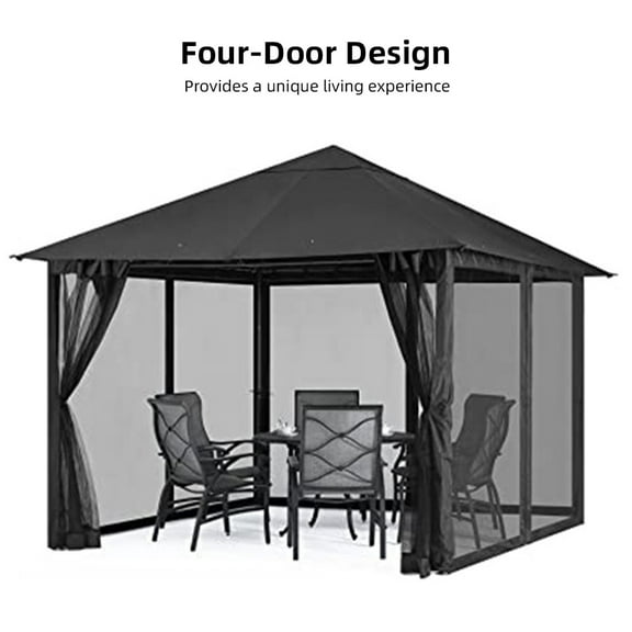 Mosquito Netting for Patio Canopy Umbrella Screen Porch and Outdoor Living Spaces 4-Panel Walls with Zipper